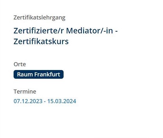 EBZ Akademie: Zertifikatslehrgang Zertifizierter Mediator
