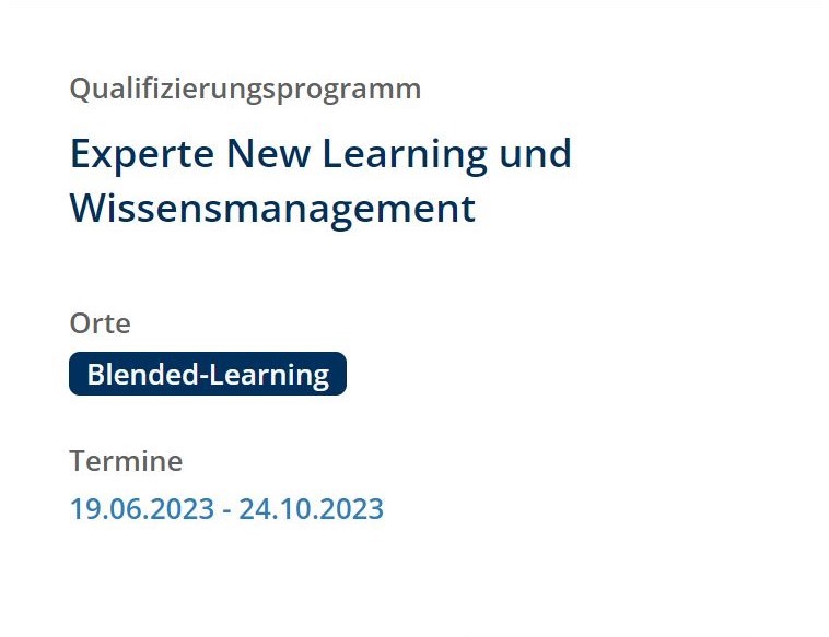 Qualifizierungsprogramm Experte NewLearning und Wissensmanagement